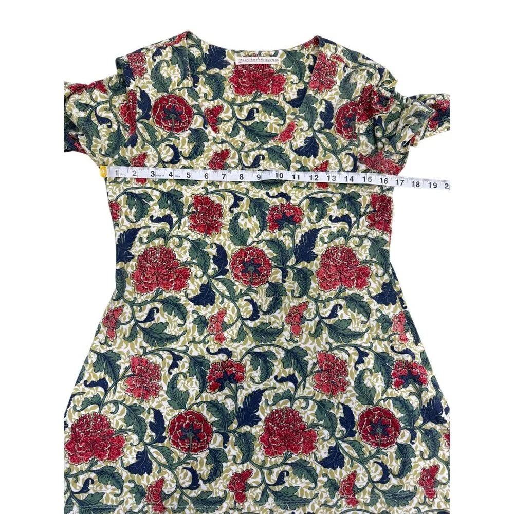 Peruvian Connection Floral Tunic Top Green Red Soft Stretch Womens Size S - Picture 5 of 7